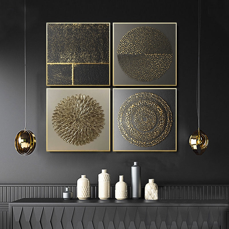 Abstract Gold Luxury Canvas Art - Set 2 (4x) / 20x20cm (8x8inch)