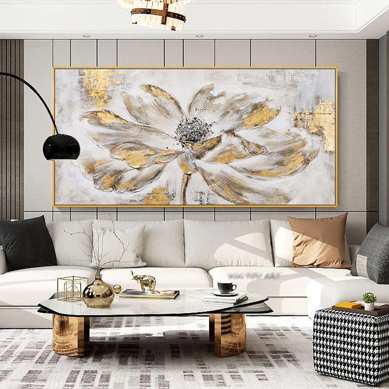 abstract bedroom beige botanic brown contemporary dining_room entryway flower gold golden gray grey hallway living_room office plant plants silver wide_format yellow Wall Art
