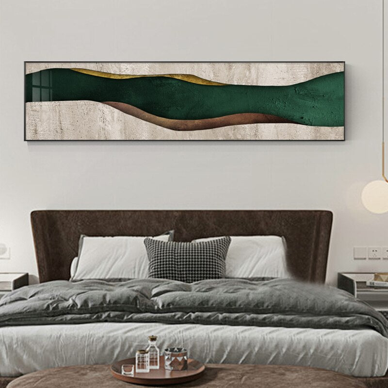 abstract bedroom beige contemporary cream darkgreen dining_room gold gold foil golden green layer lightgreen living_room luxurious luxury modern white wide_format Wall Art