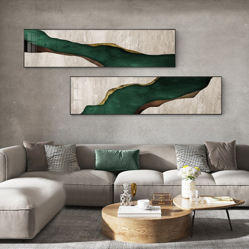 abstract bedroom beige contemporary cream darkgreen dining_room gold gold foil golden green layer lightgreen living_room luxurious luxury modern white wide_format Wall Art