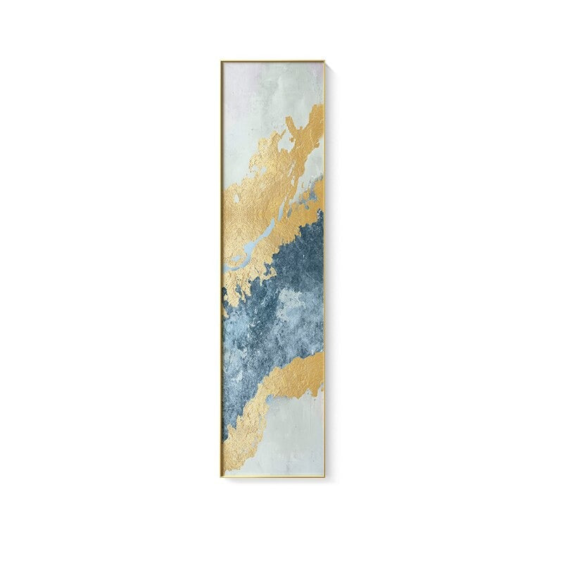 abstract blue darkblue entryway gold golden gray grey hallway slim_format turquoise white yellow Wall Art