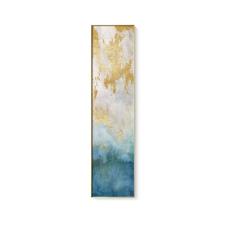abstract blue darkblue entryway gold golden gray grey hallway slim_format turquoise white yellow Wall Art