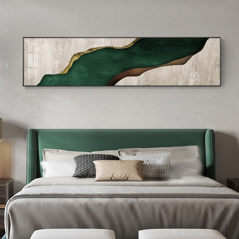 abstract bedroom beige contemporary cream darkgreen dining_room gold gold foil golden green layer lightgreen living_room luxurious luxury modern white wide_format Wall Art