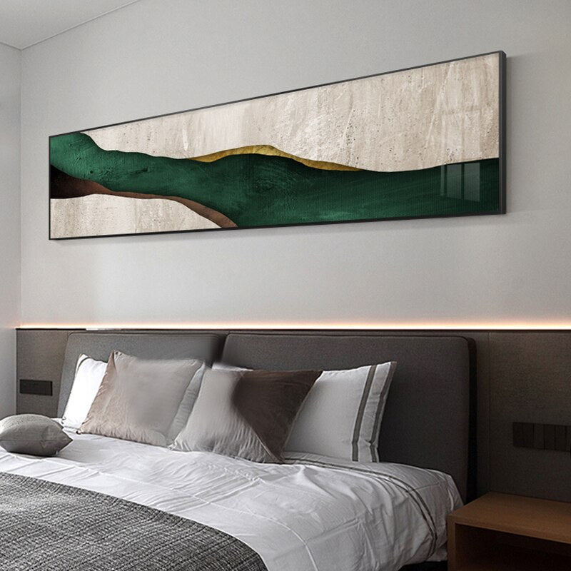 abstract bedroom beige contemporary cream darkgreen dining_room gold gold foil golden green layer lightgreen living_room luxurious luxury modern white wide_format Wall Art