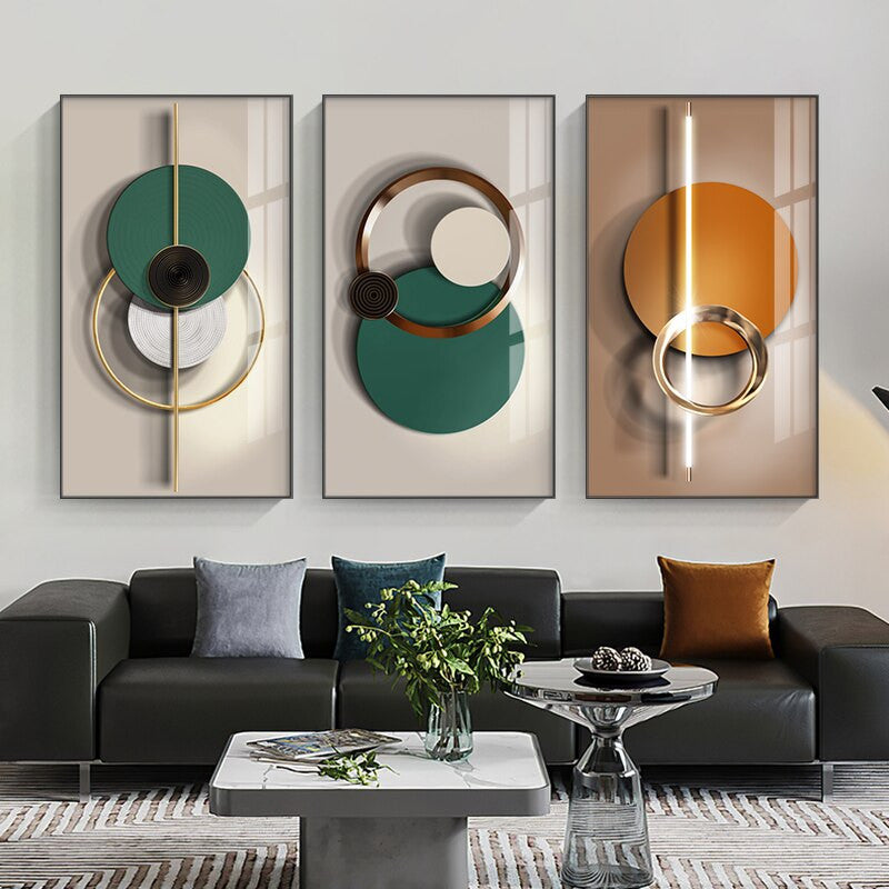 abstract beige black contemporary darkgreen dining_room entryway geometric gold golden green hallway kitchen living_room new_arrivals orange rectangle white Wall Art