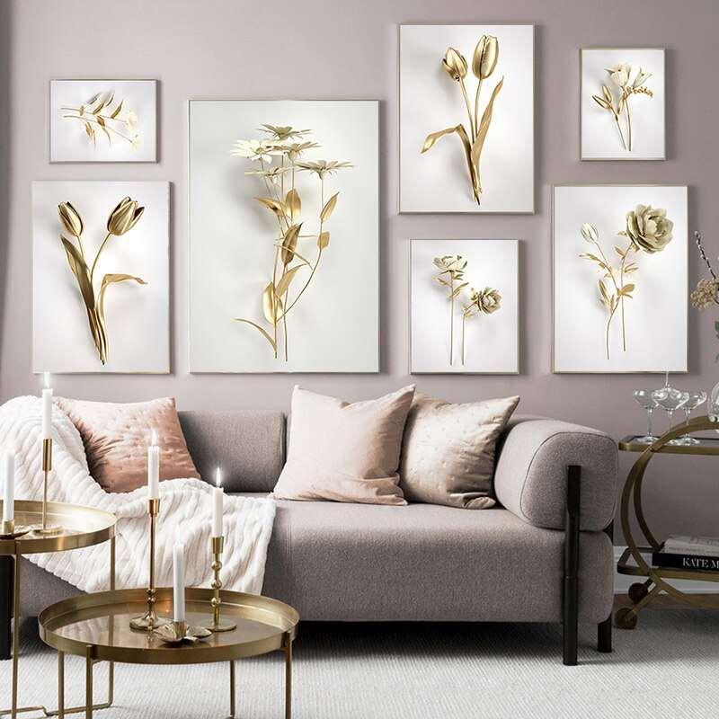 abstract bathroom bedroom cream dining_room entryway flower flowers gold golden hallway kitchen living_room plant plants quote rectangle white Wall Art