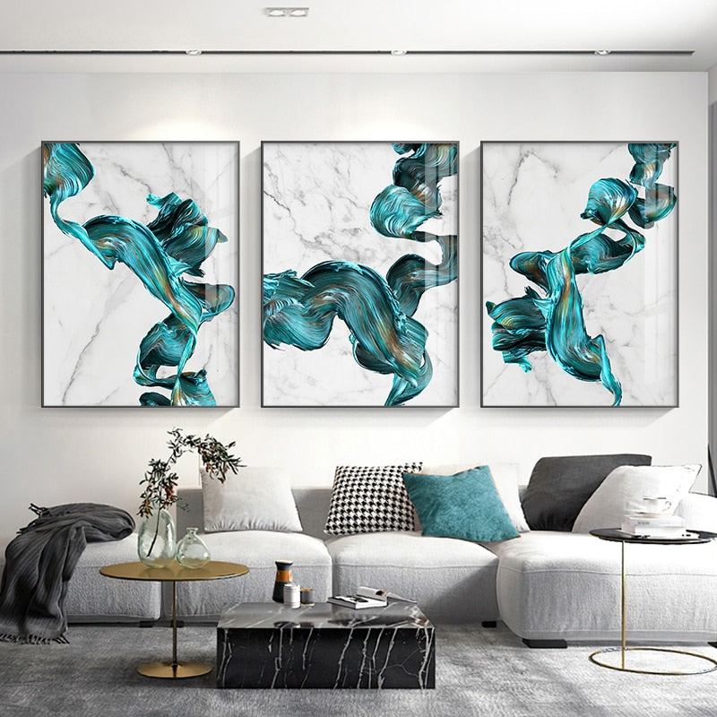 abstract bedroom blue contemporary darkblue dining_room elegant entryway flowing gold golden gray grey lightblue living_room luxury marble modern new_arrivals rectangle white Wall Art
