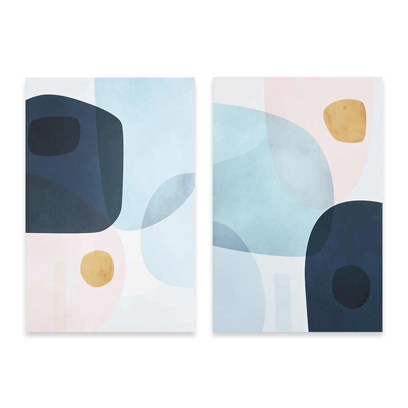 abstract bedroom beige blue darkblue dining_room gold golden gray grey lightblue living_room pink rectangle shapes watercolor white yellow Wall Art