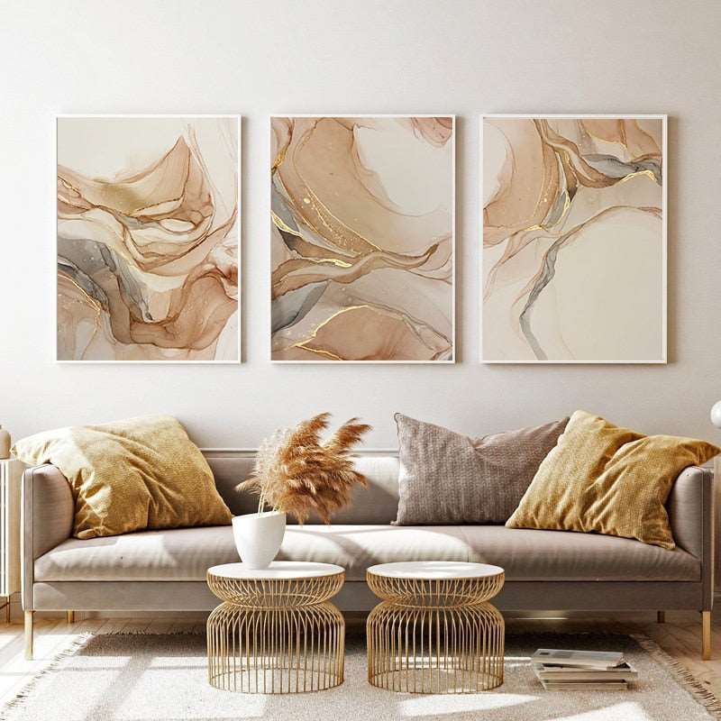 3_in_1 abstract bedroom beige brown contemporary cream dining_room entryway gold golden gray grey hallway kitchen living_room luxury marble new_arrivals office rectangle Wall Art