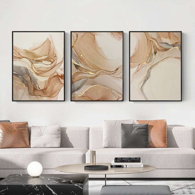 3_in_1 abstract bedroom beige brown contemporary cream dining_room entryway gold golden gray grey hallway kitchen living_room luxury marble new_arrivals office rectangle Wall Art