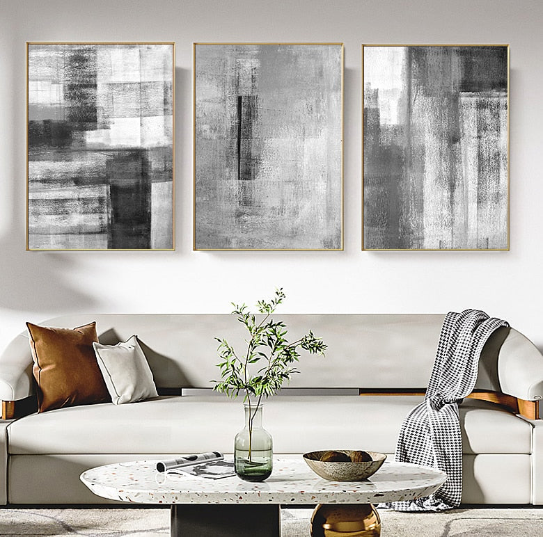 abstract black entryway gray grey hallway living_room minimalist minimalistic rectangle white Wall Art