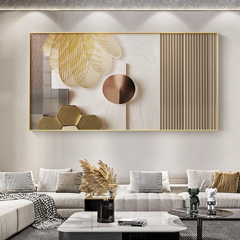 abstract bathroom bedroom brown contemporary dining_room entryway gold golden gray grey kitchen living_room luxury wide_format Wall Art