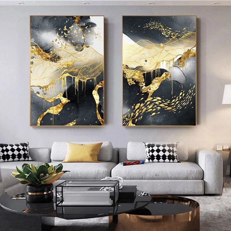 3_in_1 abstract animal animals bedroom bird birds black butterflies butterfly contemporary dining_room dripping gold entryway fish gold gold foil golden golden foil gray grey hallway kitchen limestone living_room luxury marble modern mountain mountains nature ocean office rectangle sky water white yellow Wall Art