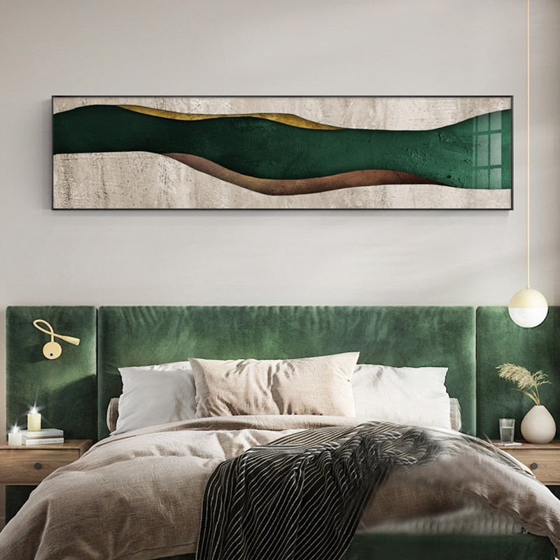 abstract bedroom beige contemporary cream darkgreen dining_room gold gold foil golden green layer lightgreen living_room luxurious luxury modern white wide_format Wall Art