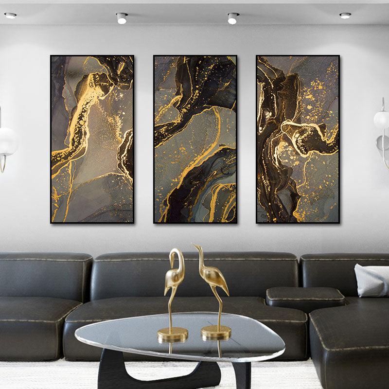 3_in_1 abstract bedroom black brown darkblue darkgreen dining_room entryway gold golden gray grey hallway limestone living_room luxury marble modern office rectangle silver Wall Art