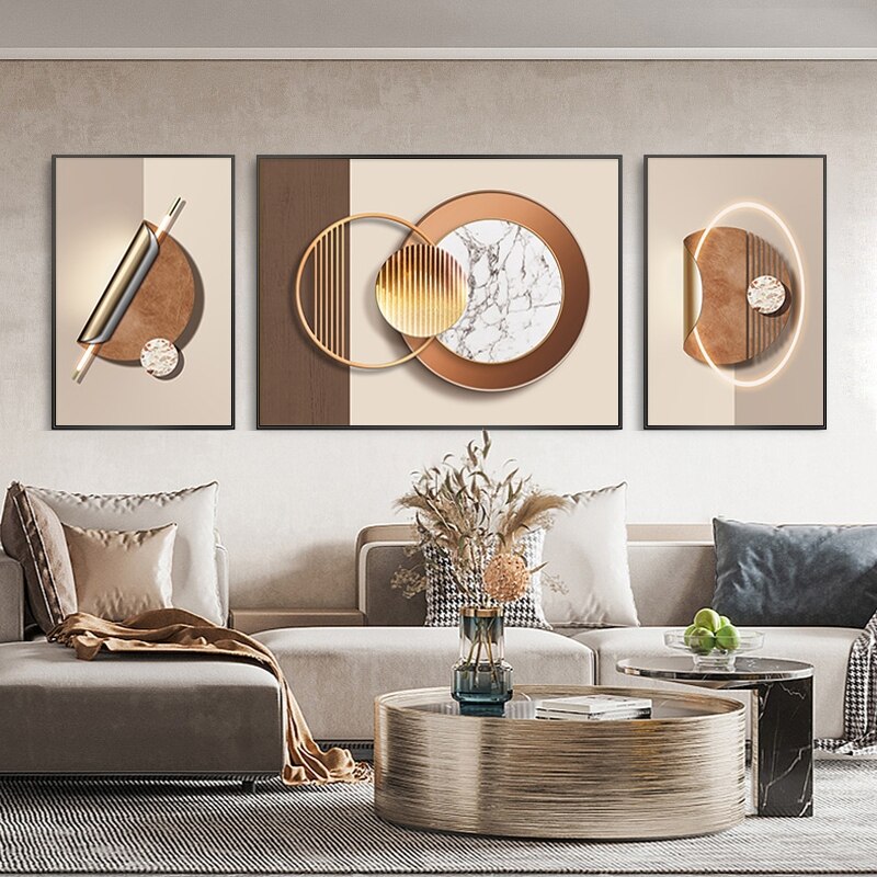 abstract bedroom beige brown contemporary cream entryway geometric gold golden gray grey hallway living_room luxury marble minimalist minimalistic modern office orange rectangle silver wide_format yellow Wall Art
