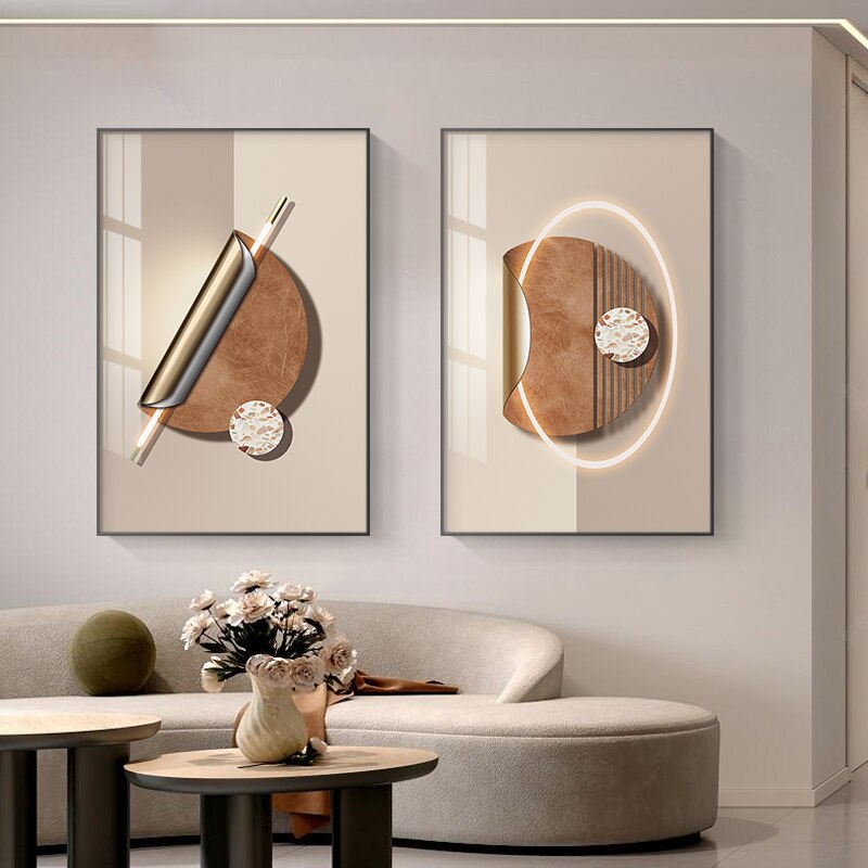 abstract bedroom beige brown contemporary cream entryway geometric gold golden gray grey hallway living_room luxury marble minimalist minimalistic modern office orange rectangle silver wide_format yellow Wall Art