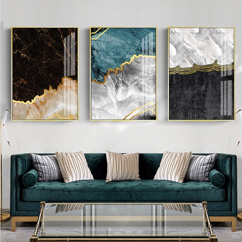 Modern Abstract Gold Marble Canvas Art