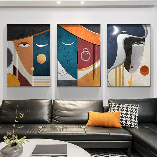 abstract bedroom beige black blue contemporary cream darkblue day dining_room entryway figure geometric gray grey hallway lightblue living_room mid-century modern moon new_arrivals night office orange pink rectangle rectangles red sun white yellow Wall Art