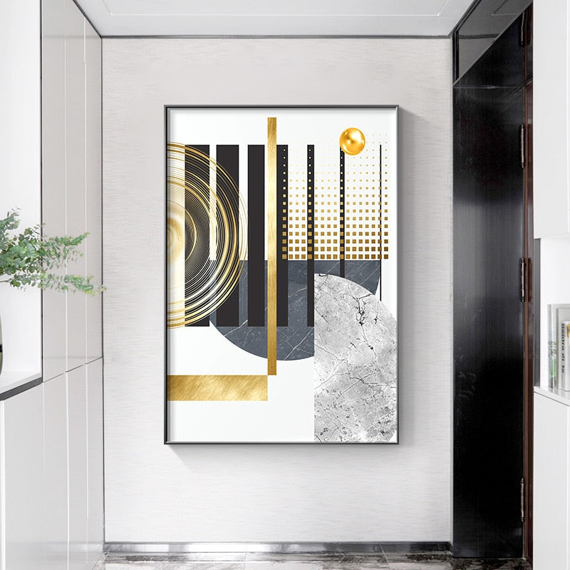 abstract bedroom black dining_room entryway geometric gold gold foil golden golden foil gray grey hallway limestone living_room luxurious luxury marble modern office pattern patterns rectangle rectangles silver white Wall Art