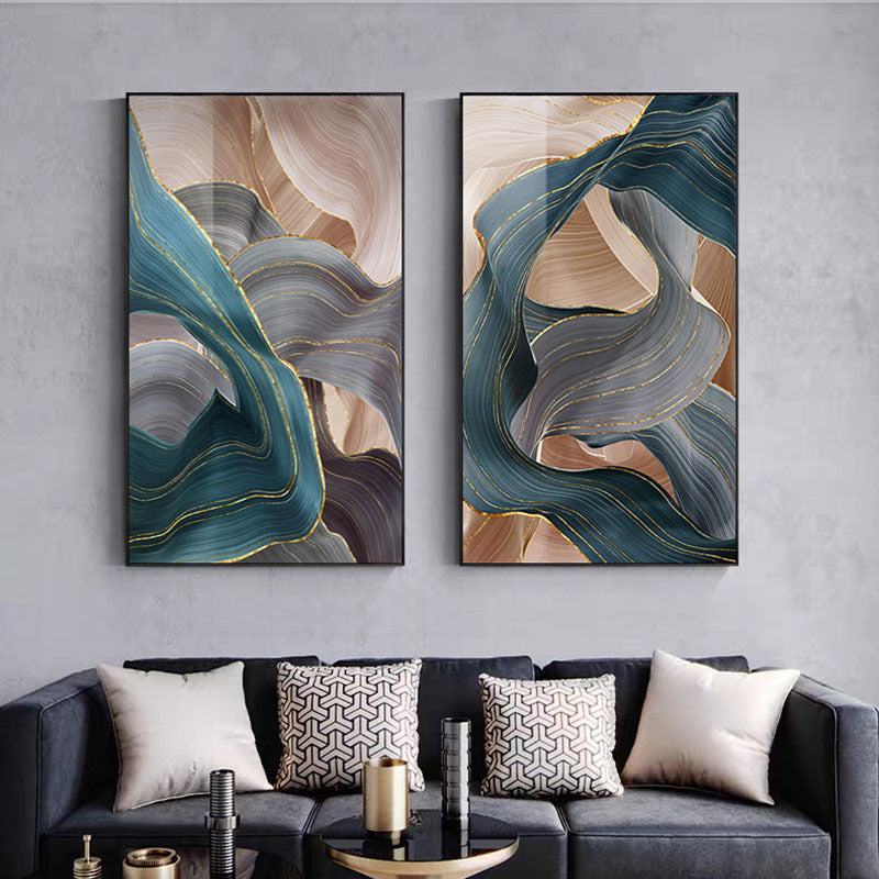 abstract beige blue darkblue dining_room entryway flowing gold golden gray green hallway living_room luxury new_arrivals office rectangle turquoise Wall Art