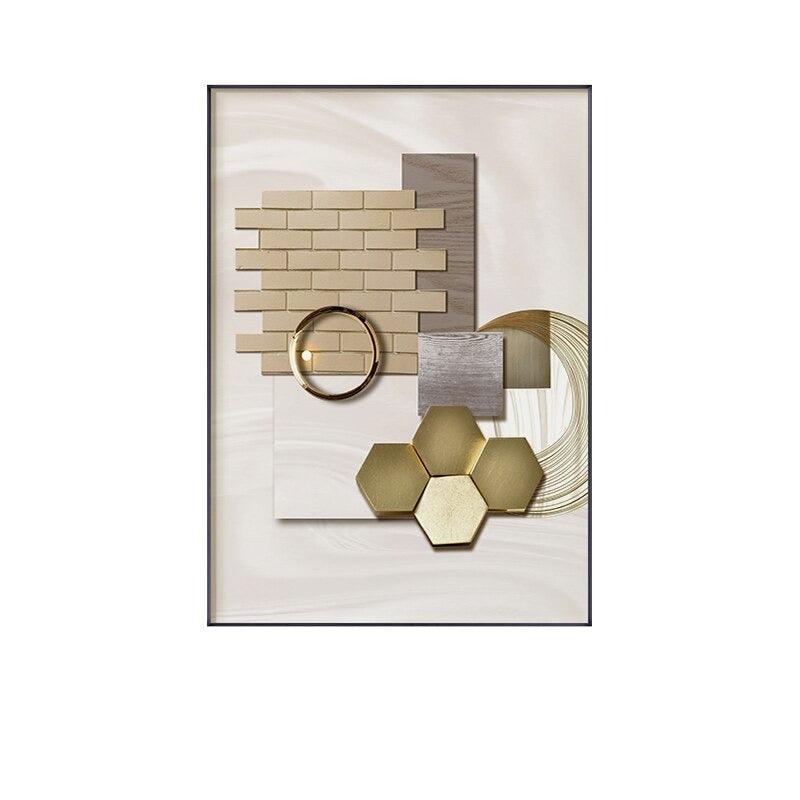 abstract bedroom beige brown contemporary cream dining_room entryway geometric gold gold foil golden golden foil gray grey hallway living_room luxurious luxury minimalist minimalistic modern office rectangle rectangles silver white Wall Art
