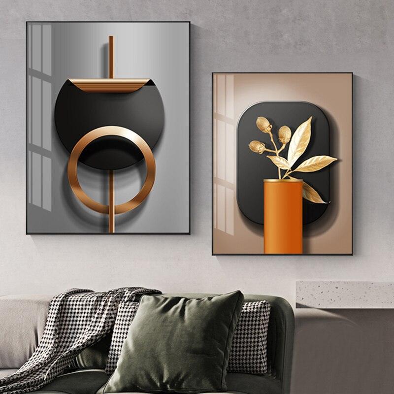 abstract bedroom beige black blue contemporary cream darkblue dining_room geometric gold golden gray grey kitchen lightblue living_room luxurious luxury modern orange pink plant plants rectangle rectangles red silver turquoise white Wall Art